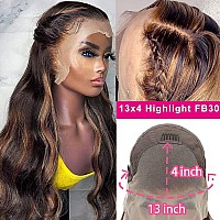 Haha Brown Highlight Ombre Lace Front Wig Human Hair Body Wave Frontal Wig 13X4 Highlight Brown Lace Front Wig Pre Plucked For W