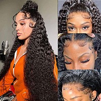 Kdmidun Deep Wave Lace Front Wigs Human Hair 13X6 Hd Transparent Lace Frontal Curly Wigs For Women Wet And Wavy Glueless Wigs Pr