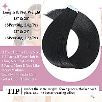 Peispei Tape In Hair Extensions Human Hair Jet Black 1 40G 14 Inch Human Hair Extensions Tape In Remy Straight Hair Extensions