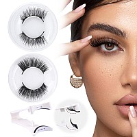 Wiwoseo Magnetic Eyelashes Reusable Dual Magnetic Lashes Without Eyeliner Natural Look Magnetic Eyelashes With Applicator Clear