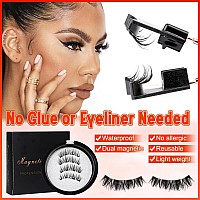 Wiwoseo Magnetic Eyelashes Natural Look Magnetic Lashes No Glue Magnetic Eyelashes Without Eyeliner Clear Band Lashes Wispy Clus