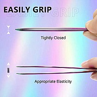 Emeda 2Pcs Eyelash Tweezers Straight And Curved Volume Tweezers Eyelash Extensions Fiber Tip Tweezers For Lash Extensions Sta