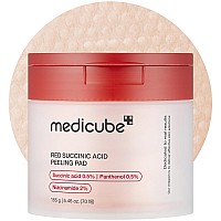 Medicube Red Succinic Acid Panthenol Facial Peeling Pads Exfoliating Toner Pads For Breakoutprone Skin With Niacinamide Aha