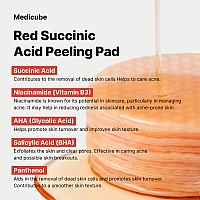 Medicube Red Succinic Acid Panthenol Facial Peeling Pads Exfoliating Toner Pads For Breakoutprone Skin With Niacinamide Aha