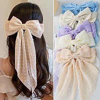 Hair Bow Clips For Women 5 Pcs Nonslip Bowknot Claw Clips For Thick Thin Hair Big Bows