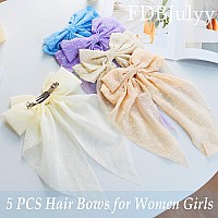 Hair Bow Clips For Women 5 Pcs Nonslip Bowknot Claw Clips For Thick Thin Hair Big Bows