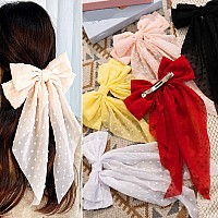 Hair Bows Set 5 Pcs Ribbons Clips And Bows For Women And Girls Versatile Styles For Thick And Thin Hair Nonslip Claw Clips