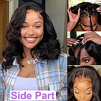 Xagujpo Body Wave V Part Wig Short Brazilian Virgin Human Hair Wigs For Black Women Thin Part Wig Glueless Clip In Half Wig Upgr