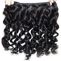 Luduna Human Hair Loose Wave Bundles With Closure Brazilian Loose Wave 3 Bundles With 4X4 Lace Closure 100 Unprocessed Virgin H