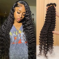 Deep Wave Bundles Human Hair 20 22 24 Inch Curly Bundles 100 Unprocessed Virgin Remy Hair Natural Color For Black Women Deep Cu