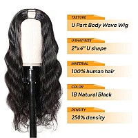 250 Density U Part Human Hair Wig Body Wave For Black Women U Part Wig Brazilian Virgin Human Hair Wig 10A Full Head Clip In Ha