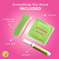 Paintlab Press On Nails 24 Piece Fake Nails With Glue Nail File Prep Pad Cuticle Stick Non Toxic Cruelty Free Long L