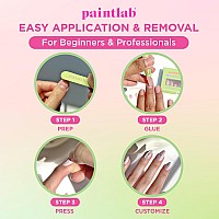 Paintlab Press On Nails 24 Piece Fake Nails With Glue Nail File Prep Pad Cuticle Stick Non Toxic Cruelty Free Long L