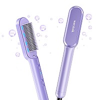 Wavytalk Hair Straightener Brush Ionic Hair Straightening Comb For Women Antiscald Ceramic Straightening Brush Fast Heating F