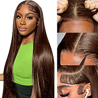 28 Inch Chocolate Brown Human Hair Lace Front Wigs 13X4 Straight Hd Lace Frontal Wigs Human Hair Pre Plucked With Baby Hair Braz