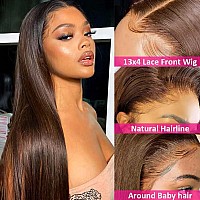 28 Inch Chocolate Brown Human Hair Lace Front Wigs 13X4 Straight Hd Lace Frontal Wigs Human Hair Pre Plucked With Baby Hair Braz