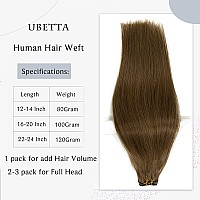 Sew In Hair Extensions Real Human Hair 16 Inch 100G Hand Tied Weft Hair Extensions Human Hair Ash Brown Hair Extensions Human H