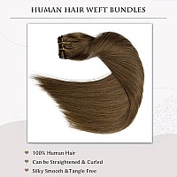 Sew In Hair Extensions Real Human Hair 16 Inch 100G Hand Tied Weft Hair Extensions Human Hair Ash Brown Hair Extensions Human H