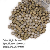 Vlasy 200Pcs 5Mm Silicone Lined Micro Ring Beads For Hair Extensions 5Colors Apply 200Pcs Light Brown