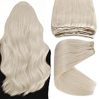 Sunny 24Inch Hair Extensions Real Human Hair Weft Platinum Blonde Sew In Hair Extensions Real Human Hair Blonde Machine Weft Hai