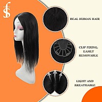 Full Shine Hair Extensions Human Hair Topper Hair Extensions 14 Inch Color 1B Off Black Clip In Topper Hair Extensions For Women