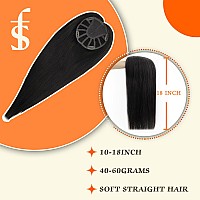 Full Shine Hair Extensions Human Hair Topper Hair Extensions 14 Inch Color 1B Off Black Clip In Topper Hair Extensions For Women