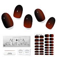 Adora Couture Semi Cured Gel Nail Strips 30Pcs Black And Red French Ombre Wrap Gel Nail Sticker Gel Stickers For Nails Uv Li