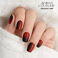 Adora Couture Semi Cured Gel Nail Strips 30Pcs Black And Red French Ombre Wrap Gel Nail Sticker Gel Stickers For Nails Uv Li