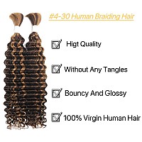 Deep Wave Bulk P430 Human Braiding Hair 100 Percent Human Hair Unprocessed Brazilian Virgin Hair For Human Hair Extensions 2 Br