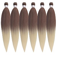 Gozill Ombre Braiding Hair Pre Stretched Blonde Dark Brown Kanekalon Prestretched Braiding Hair Ez Braid Hypoallergenic Braiding