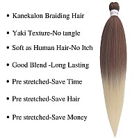 Gozill Ombre Braiding Hair Pre Stretched Blonde Dark Brown Kanekalon Prestretched Braiding Hair Ez Braid Hypoallergenic Braiding