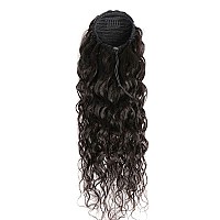 Drawstring Ponytail Water Wave Human Hair Clip In Hair Extension Curly Wave Natural Black 100 Brazilian Human Hair Ponytails Af