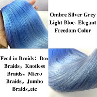 Braiding Hair Pre Stretched Ombre Grey Blue Kanekalon Prestretched Braiding Hair Micro Ez Braid Knotless Hypoallergenic 26 Inch