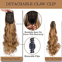 Clip Ponytail Hair Extensions 150Gpack Drawstring Curly Wavy Hairpiece Pigtail 22Inch Wavy Synthetic Ponytail Hair Extension Da