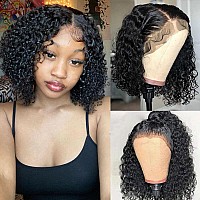 Utide Short Curly Human Hair Wigs Bob Wigs Human Hair 150 Density 13X4 Hd Lace Front Wigs Curly Wigs For Black Women Frontal Wig