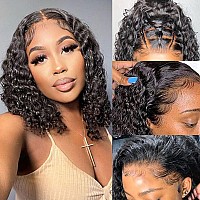 Utide Short Curly Bob Wigs Human Hair 14 Inch 13X4 Hd Transparent Lace Front Wigs Curly Wigs For Black Women Lace Frontal Wigs H