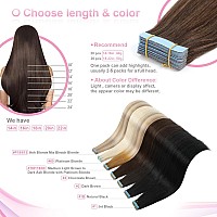 Evala Tape In Hair Extensions Human Hair Brown Tape In Extensions 4 Chocolate Brown Remy Hair Extensions Tape In 20Pcs 40G Seam