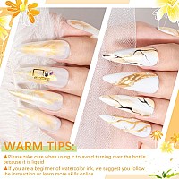 Supwee Gold Marble Watercolor Ink Nail Painting Nail Art Blooming Nail Polish Flower Nail Art Design