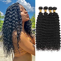 Deep Wave Bundles Human Hair 14 16 18 20 Inch Curly 4 Bundles 100 Unprocessed Brazilian Virgin Remy Hair Deep Curly Bundles Hum