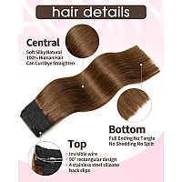 Agmity Wire Hair Extensions Human Hair Medium Brown 20 Inch Thick Straight Fishing Line Layered Natural Hairpiece Remy Hair Exte