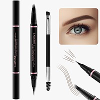 Eyebrow Pencil 2In1 Waterproof Eyebrow Pen With 4 Tip Brow Pen And Ultraprecise Brow Pencil With Dualended Eyebrow Brush Eye