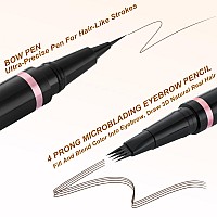 Eyebrow Pencil 2In1 Waterproof Eyebrow Pen With 4 Tip Brow Pen And Ultraprecise Brow Pencil With Dualended Eyebrow Brush Eye