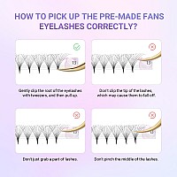 Nagaraku Premade Fans Eyelash Extensions 320 Fans 9D Volume 007Mm D Curl 915Mm Mix Tray Sharp Narrow Stem Clusters Thin Pointy