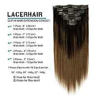 Lacer Clip In Hair Extensions Human Hair Ombre Darkest Brown 2 To Chestnut Brown 6 Real Hair Extensions Clip In Human Hair Str