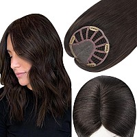 Full Shine Silk Base Hair Topper Extensions Darkest Brown Hair Extensions 5 5Inch Secret Crown Hair 12 Inch Brown Hair Topper