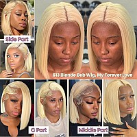 Yellow Bob Wig 13X4 Hd Lace Front Wigs Human Hair 14 Inch Pre Plucked With Baby Hair Yellow Human Hair Wig Straight Short Blunt