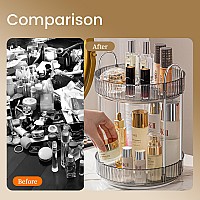 Aveniee 360 Rotating Makeup Organizer For Vanity Skincare Perfume Organizers Large Capacity Bathroom Countertop Organizer And