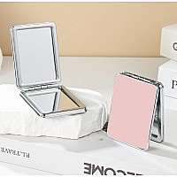 Dcdcee Pocket Mirror Small Travel Mirror With Magnification Portable Doublesided Magnifying Cosmetic Mirror For Daily Pink