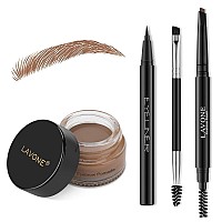 Lavone Eyebrow Stamp Pencil Kit For Eyebrows Makeup Brow Stamp Trio Kit With Waterproof Eyebrow Pencil Eyeliner Eyebrow Pomad