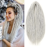 Leeven 30 Strands Light Grey Double Ended Dreadlock Extensions 24 Inch 06 Cm Width Thin Synthetic De Dreads Crochet Hippie Wool